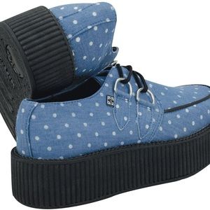 T.U.K Denim polka dot Viva Mondo platform creepers